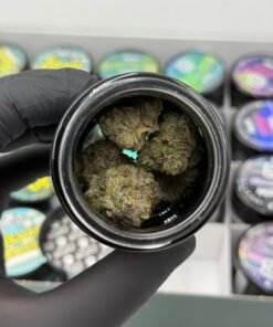 Alien Labs Permanent Shade cannabis flower buds in open jar