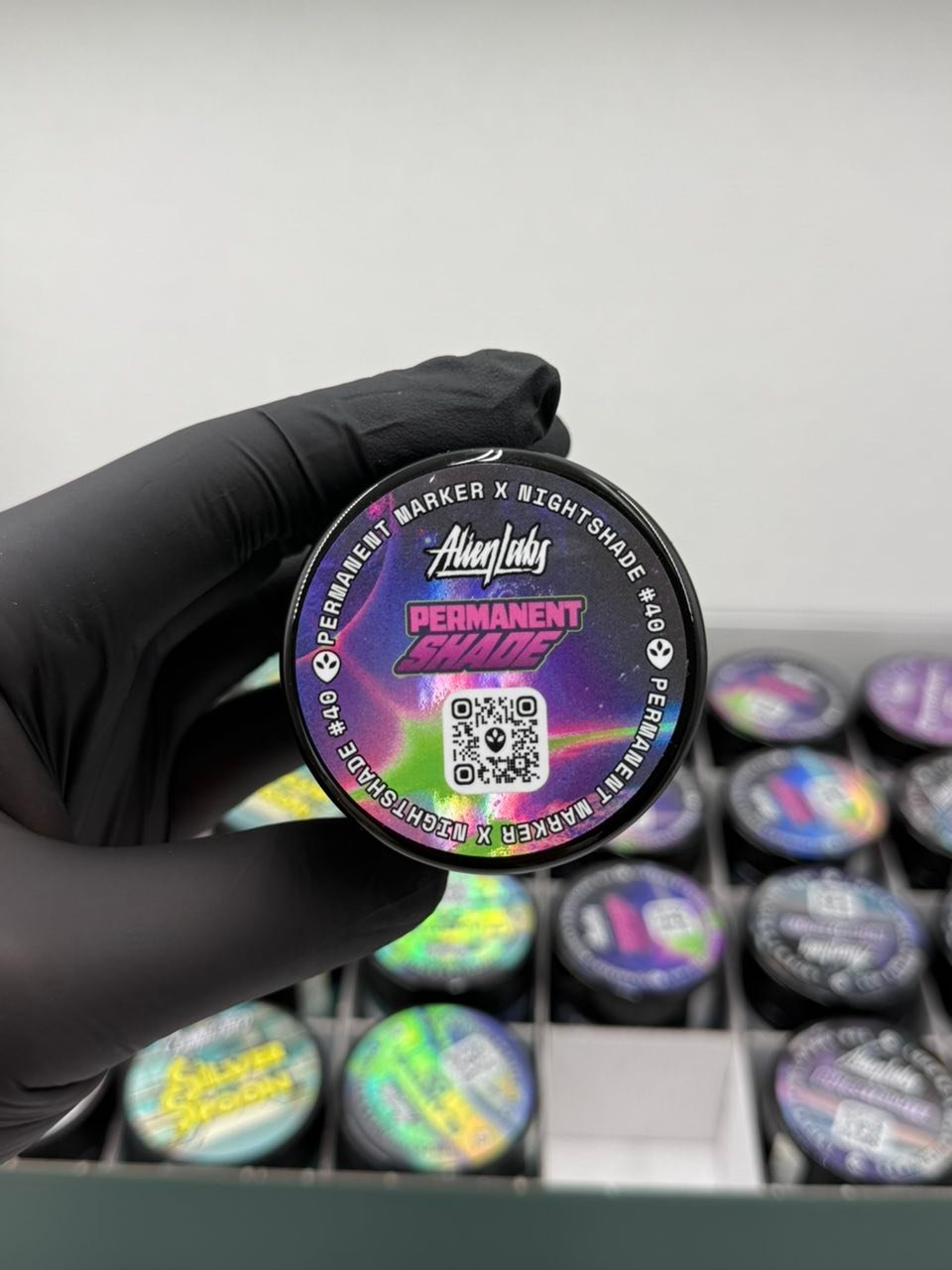 Alien Labs Permanent Shade jar lid with strain name Alien Labs Permanent Shade jar lid with strain name