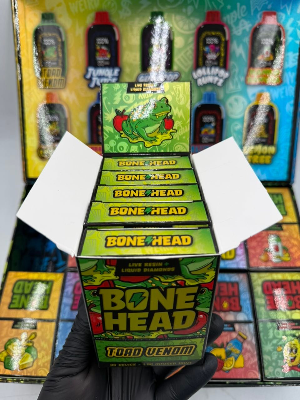 Bone Head 3G Disposable — Open Toad Venom Retail Carton Bone Head 3G Disposable — open Toad Venom retail carton