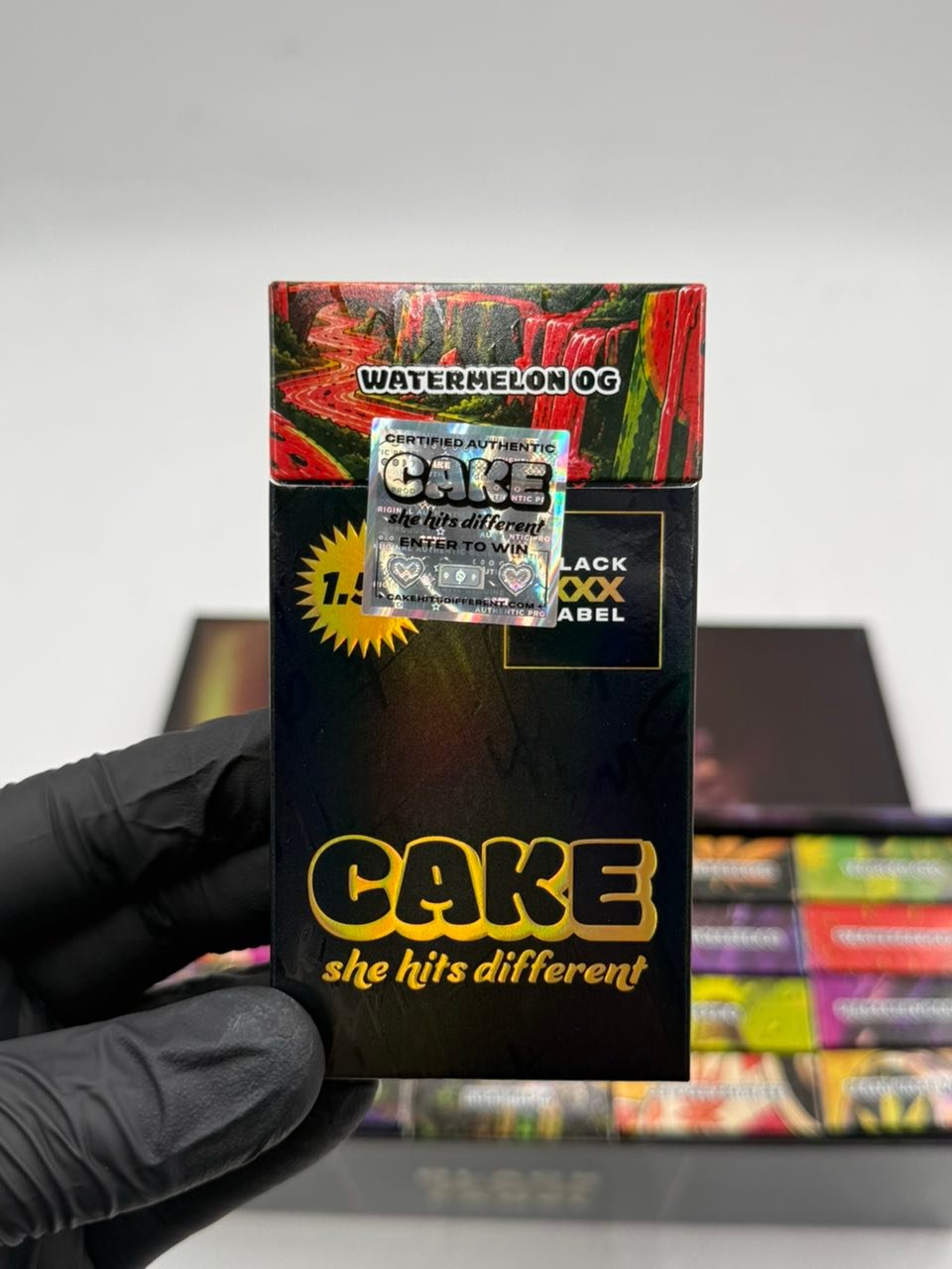 CAKE Black XXX Label Watermelon OG 1.5g retail package CAKE Black XXX Label Watermelon OG 1.5g retail package