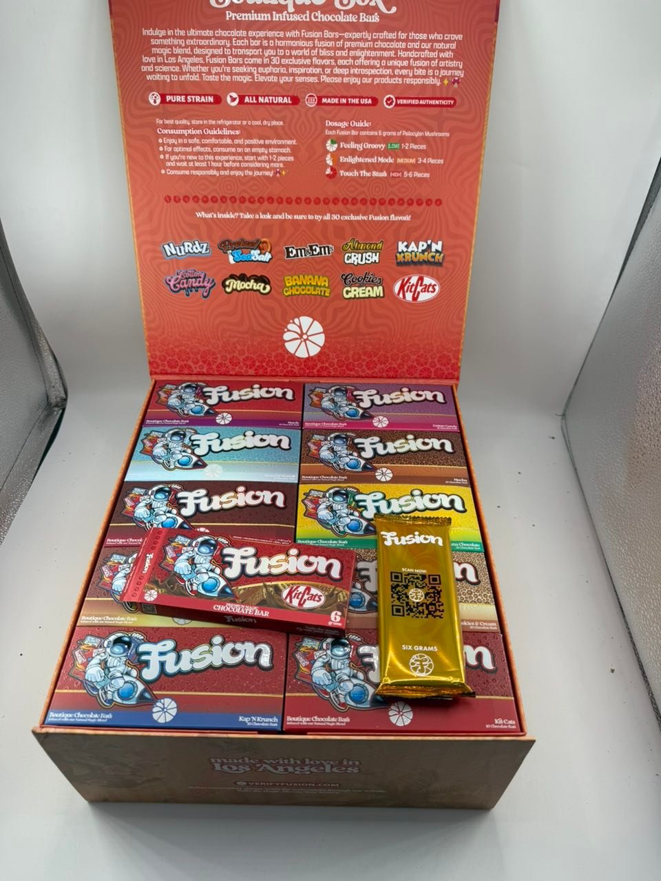 Fusion Boutique Box Premium Infused Chocolate Bars — 100 Bar Assortment — Main View Fusion Boutique Box Premium Infused Chocolate Bars — 100 Bar Assortment — main product view