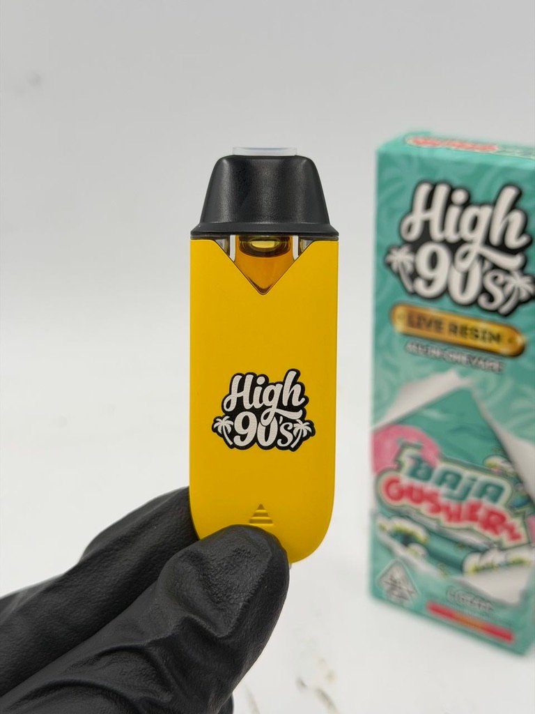 High 90s Baja Gusherz Live Resin 1G — Device Front With Box High 90s Baja Gusherz Live Resin 1G — device front with box