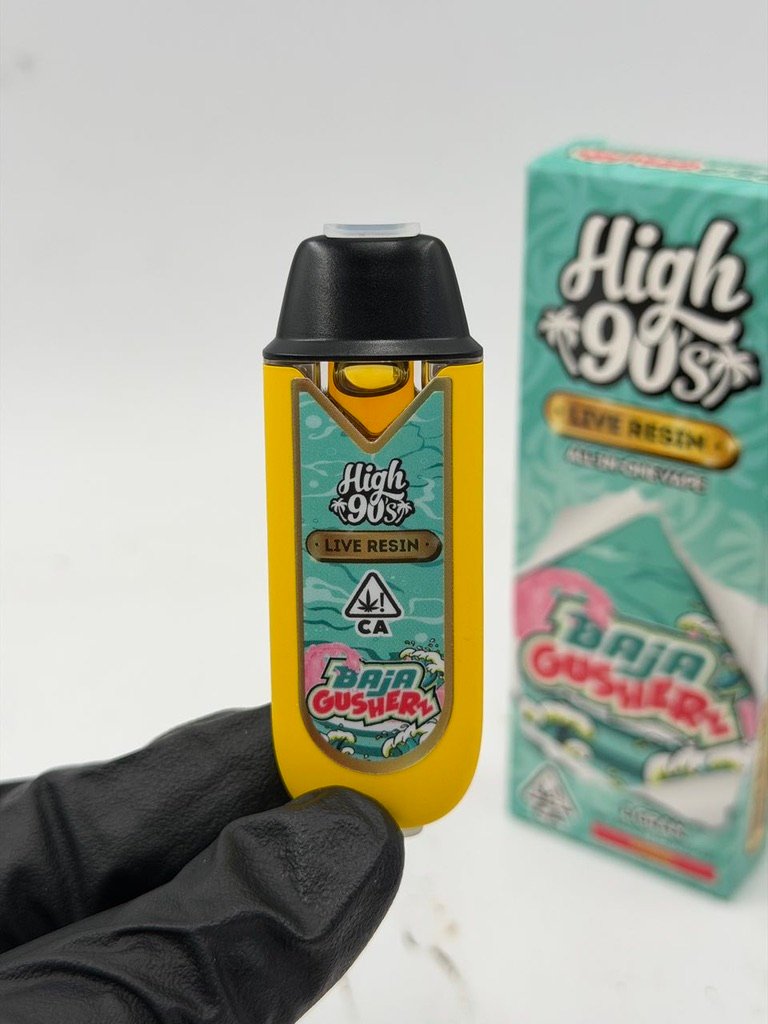 High 90s Baja Gusherz Live Resin 1G — Device Label Side High 90s Baja Gusherz Live Resin 1G — device label side