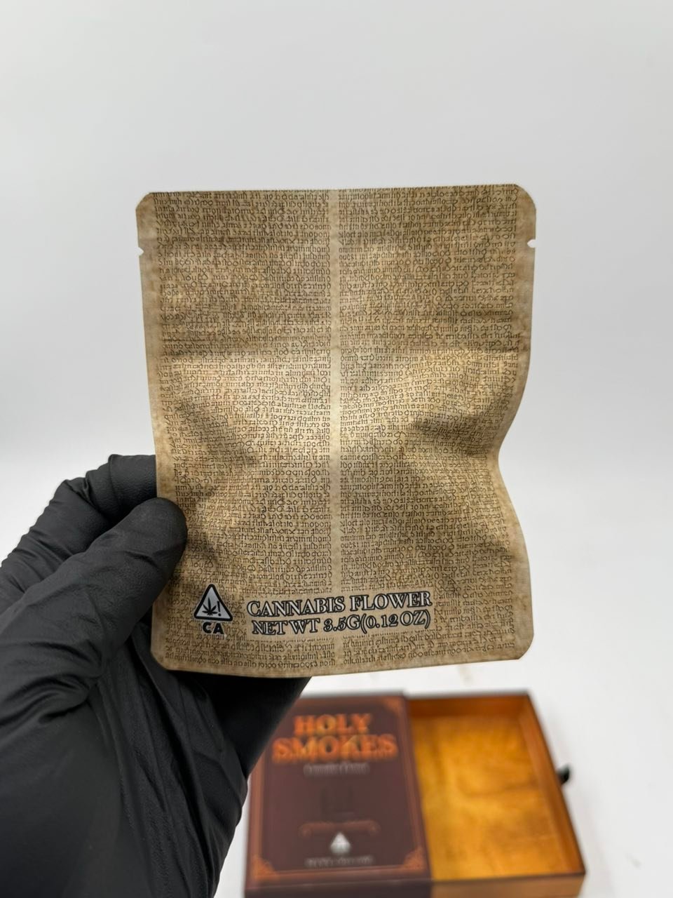 Holy Smokes Cannabis Flower 3.5g resealable inner pouch Holy Smokes Cannabis Flower 3.5g resealable inner pouch