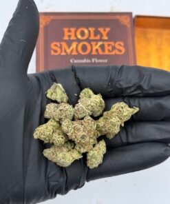 Holy Smokes cannabis flower buds with retail box