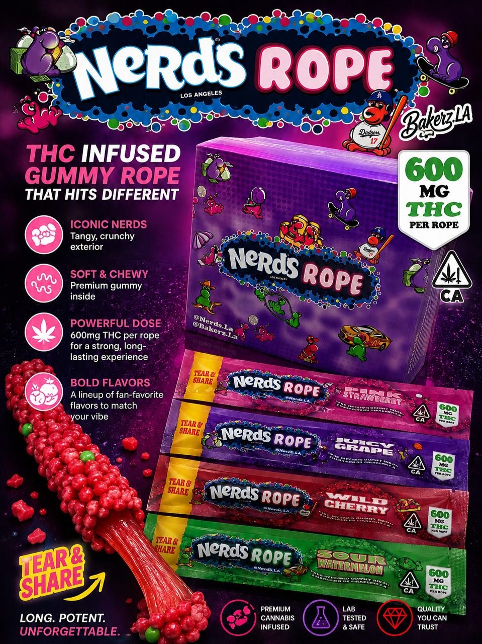 Nerds Rope Los Angeles 600MG THC-Infused Gummy Rope Assortment — Gallery View 3 Nerds Rope Los Angeles 600MG THC-Infused Gummy Rope Assortment — gallery view 3