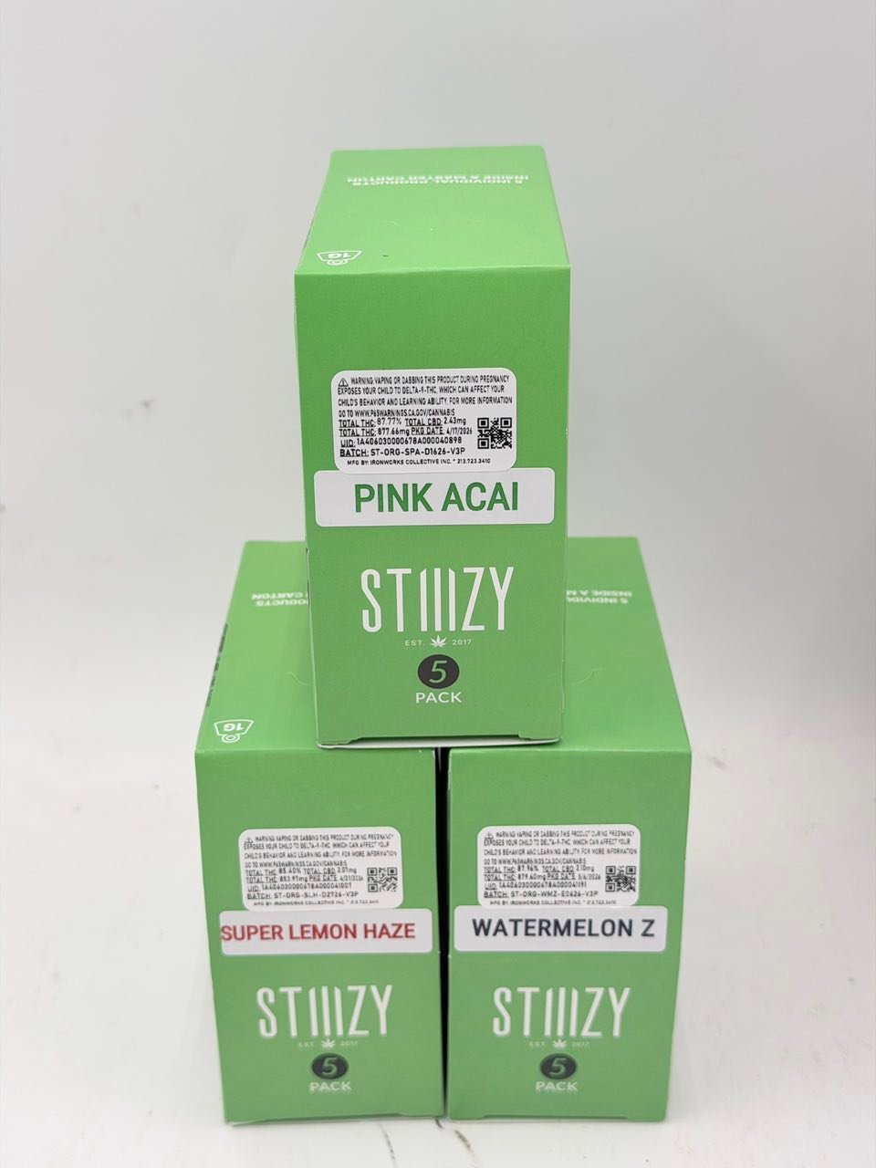 STIIIZY 1G All-In-One THC Pen — Five-Pack Cartons With Three Strains STIIIZY 1G All-In-One THC Pen — five-pack cartons with three strains