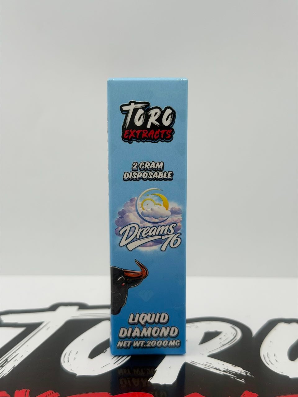 Toro Extracts 2G Liquid Diamond Disposable — Dreams 76 Package Front Toro Extracts 2G Liquid Diamond Disposable — Dreams 76 package front