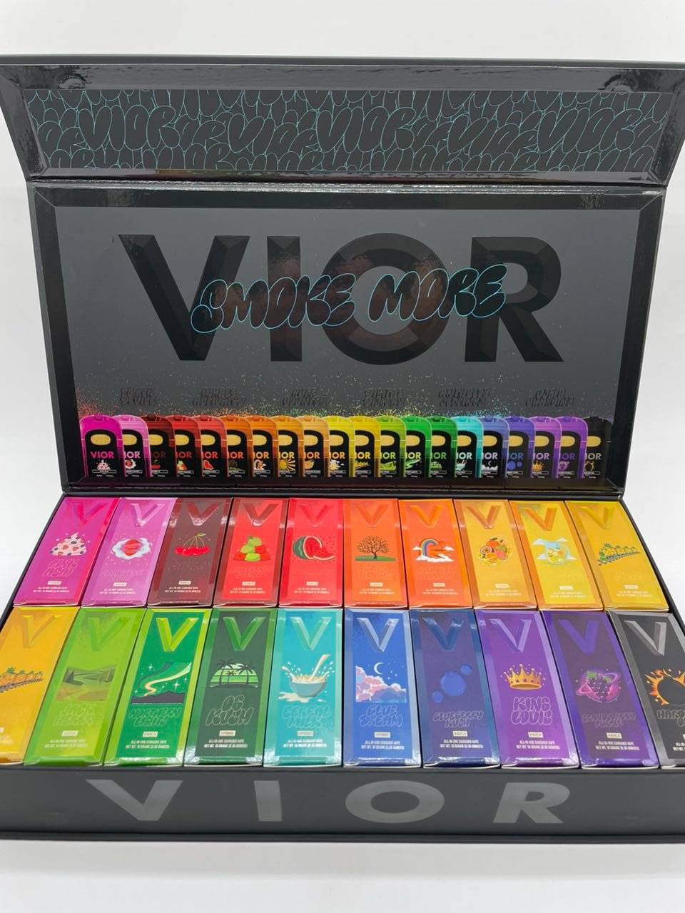 VIOR 2G Disposable Vape — Twenty-Flavor Master Case Open VIOR 2G Disposable Vape — twenty-flavor master case open